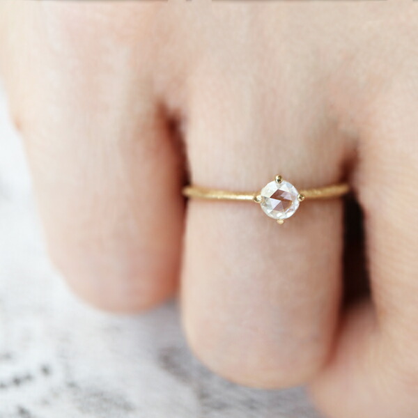 楽天市場】K18 ゴールド ローズカット ダイヤモンド リング