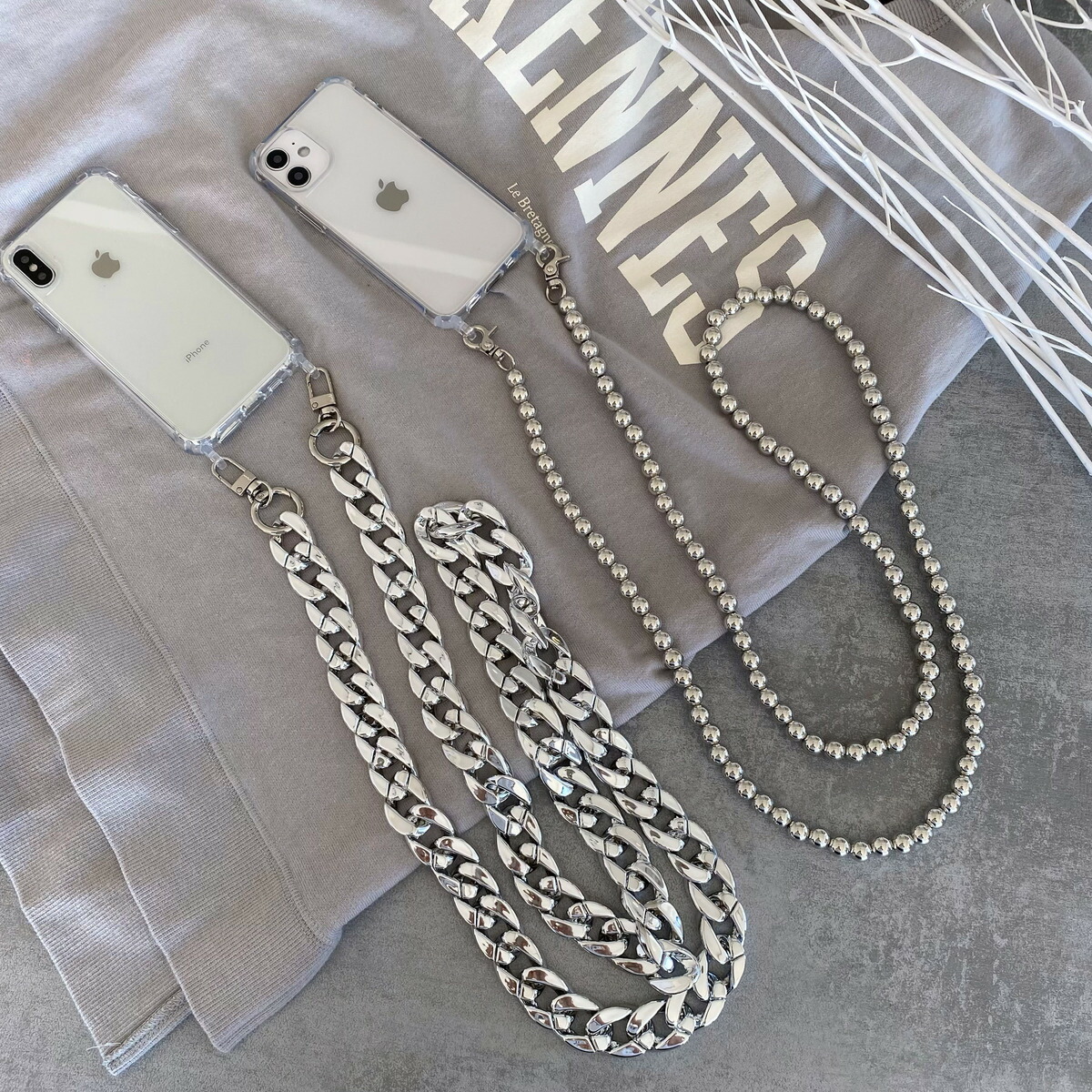 楽天市場】iPhoneシルバーストラップ 長さ4段階 スマホショルダー