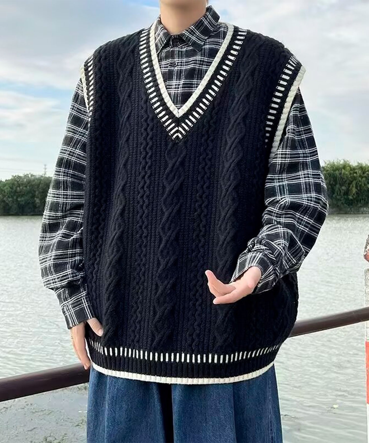 楽天市場】【2025AW】【aimoha】ベスト メンズ ニット Vネックニット