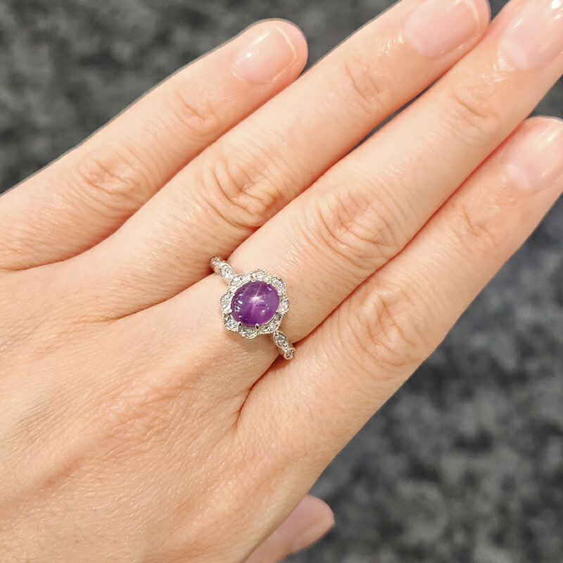 楽天市場】ミャンマー産パープルスターサファイア 3.37ct リング 13号