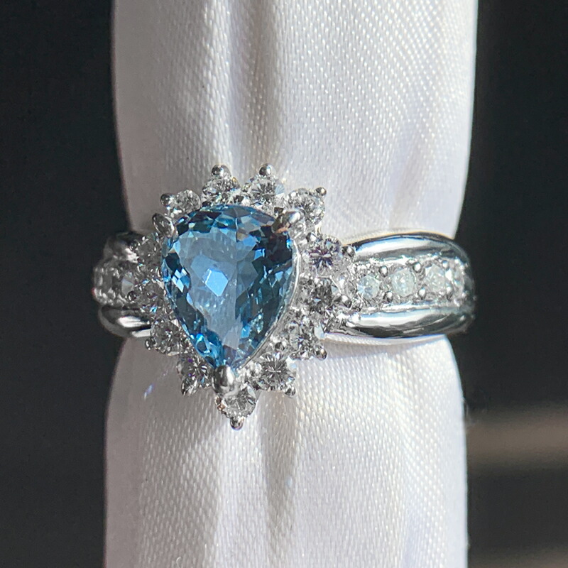 楽天市場】アクアマリン 1.09ct ダイヤモンド リング 12.5号 PT900