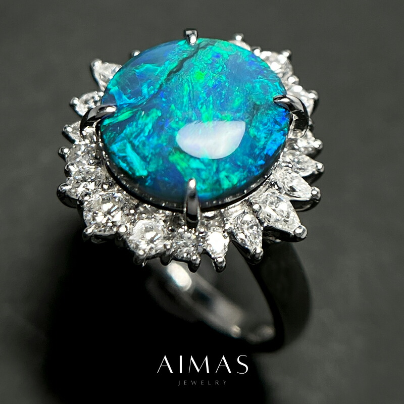 楽天市場】ブラックオパール 3.67ct リング 12号 PT900 プラチナ 指輪