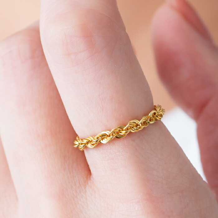 楽天市場】K18 中空 ロープ チェーンリング 即日配送 イタリア製