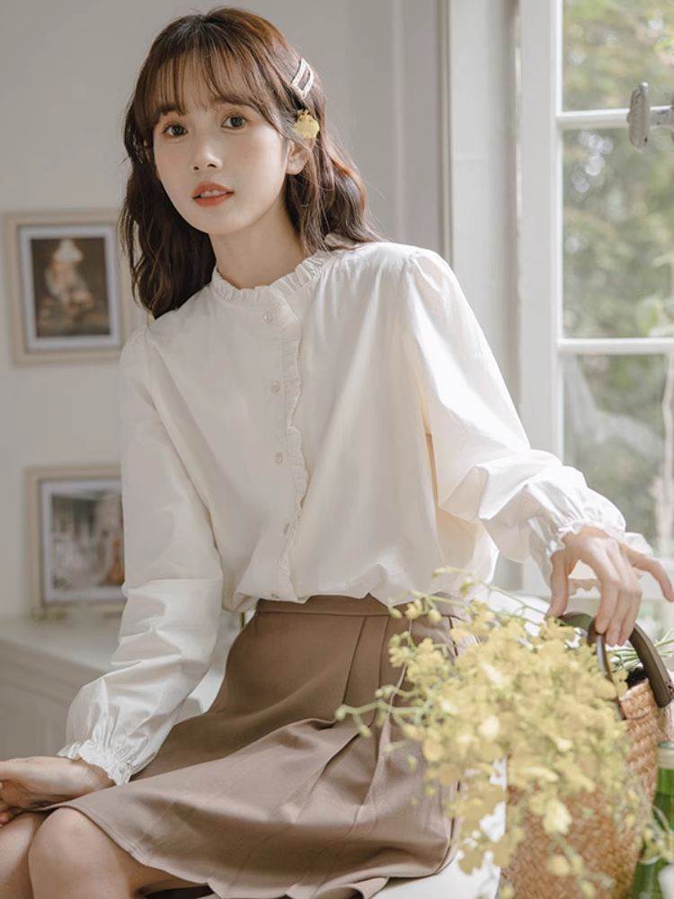 楽天市場】トップス レディース シャツブラウス スタンドカラー 立襟