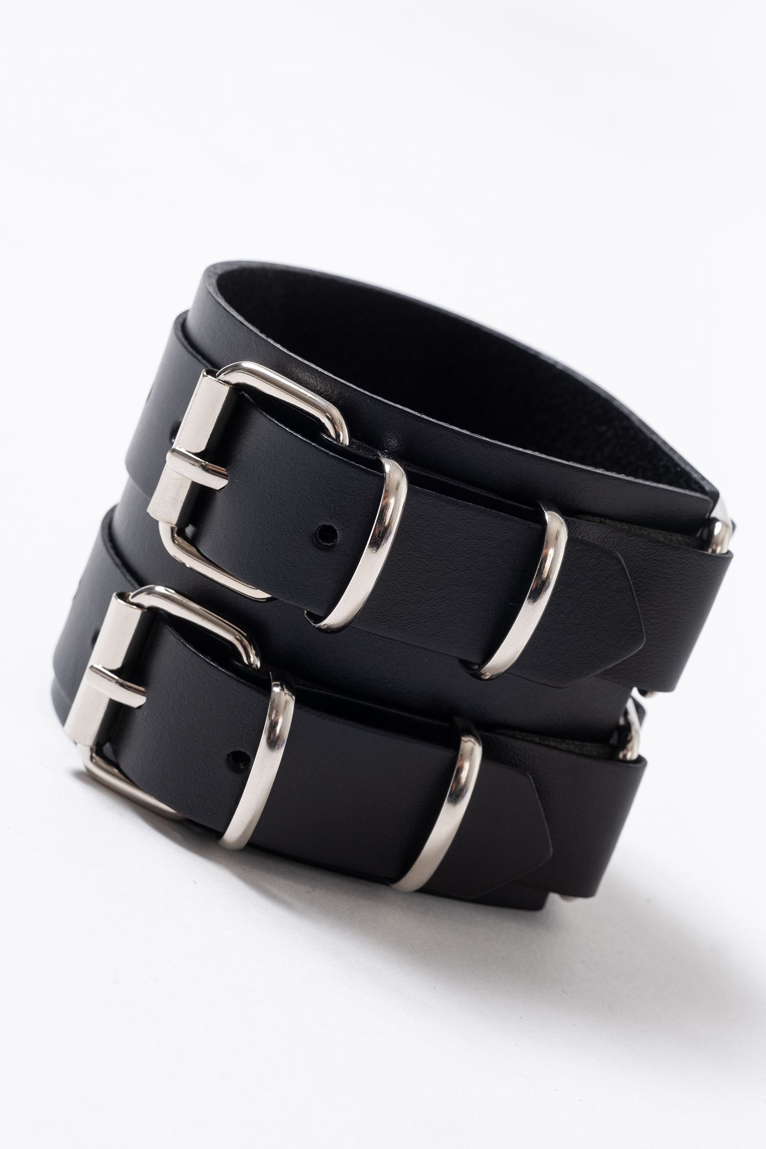 楽天市場】an meets zakka 2連バックルベルトワイドレザーバングル