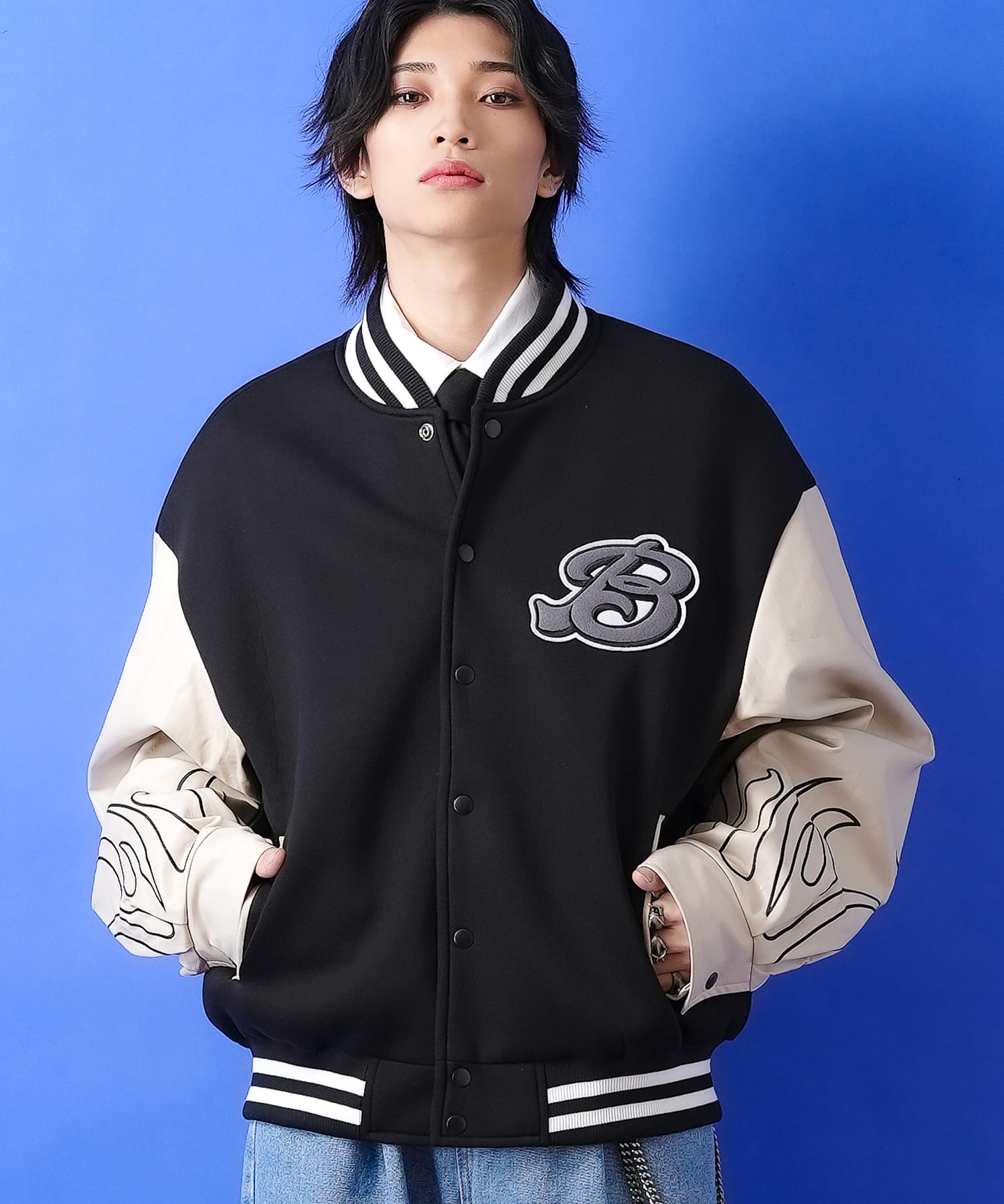 楽天市場】a.p.o.v. フェルトワッペン＆フレイム刺繍アーム合成皮革