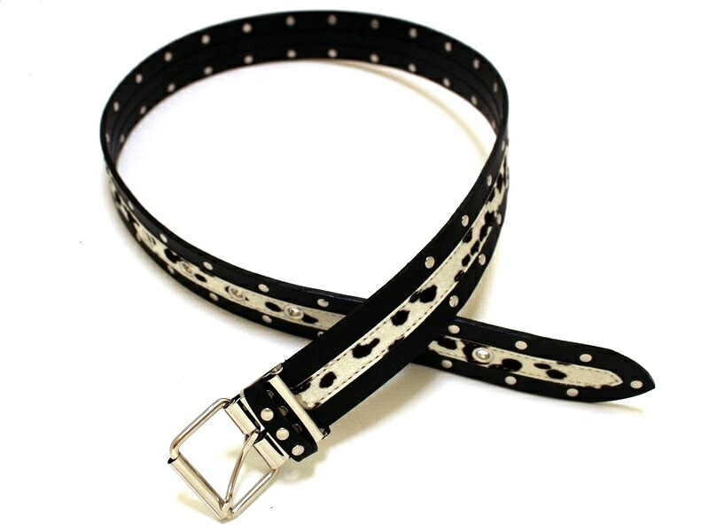 楽天市場】40ミリ幅 牛革 ロックスタッズベルトホワイトヒョウ柄ライン