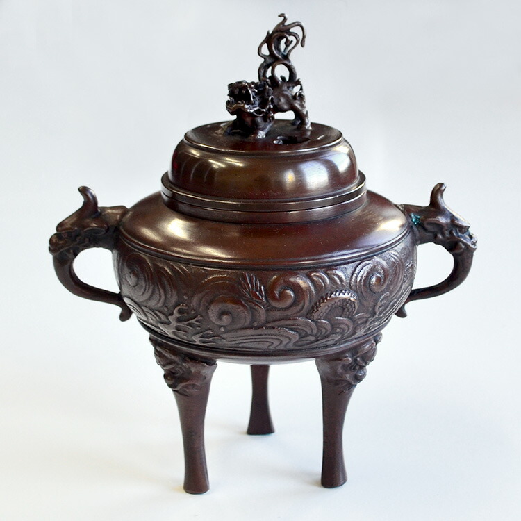 楽天市場】【お買い得品】【香炉】【香器】高岡銅器 龍地紋 小 徳色