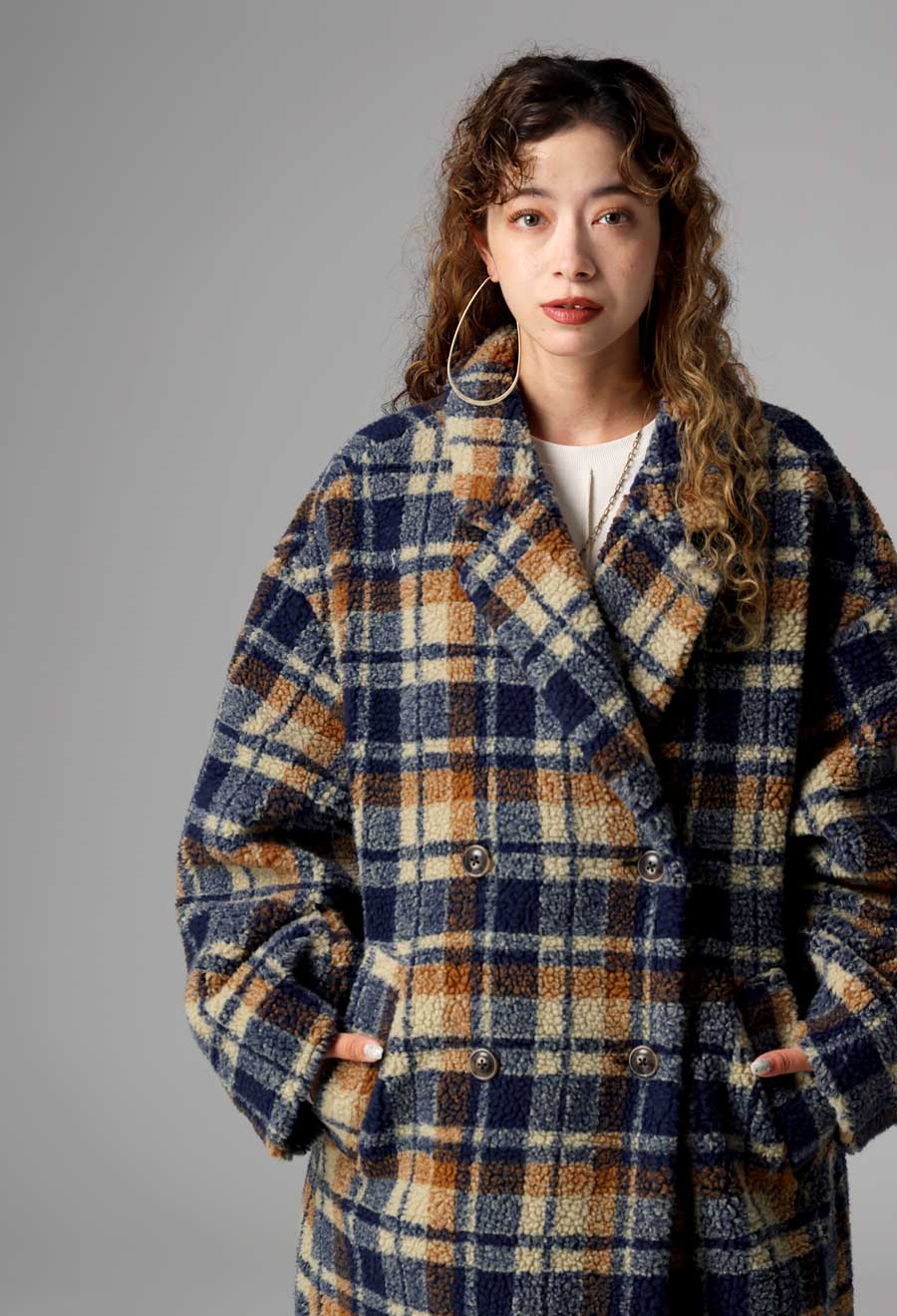 楽天市場】チェック柄 ボアジャケット レディース ロング丈 送料無料