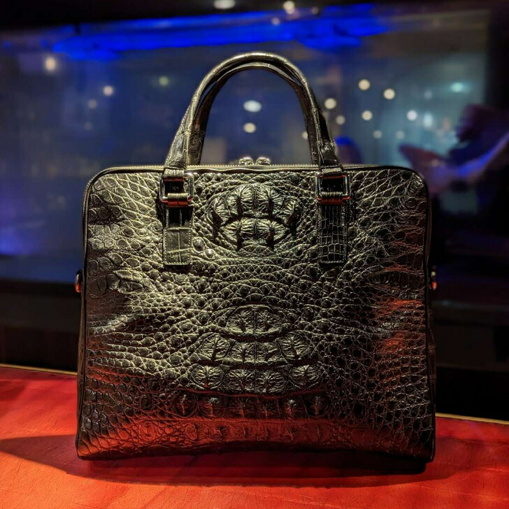楽天市場】クロコダイル トートバッグ ファスナーつき ブラック｜もう