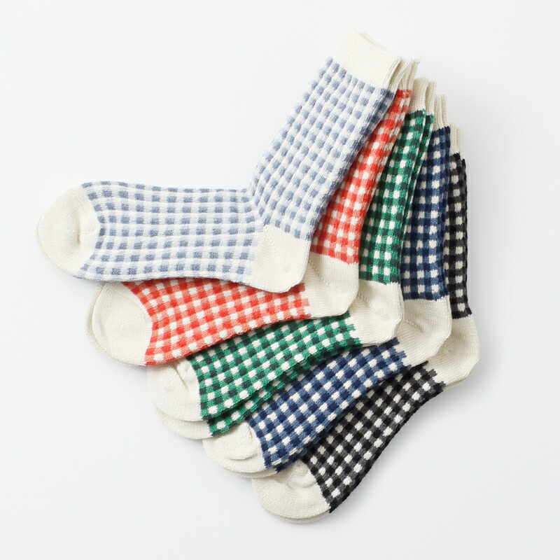楽天市場】ROTOTO ロトト ジャガード編み ギンガムチェック ソックス
