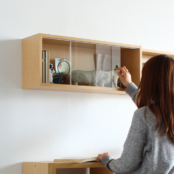 楽天市場】ウォールシェルフ ガラス扉 賃貸 収納棚 石膏ボード 扉付き