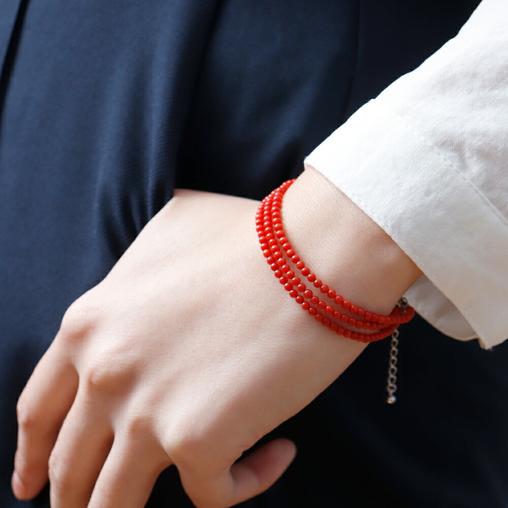 楽天市場】≪1年保証付き≫ 地中海産赤珊瑚3.3ミリ玉3連シルバー 上品