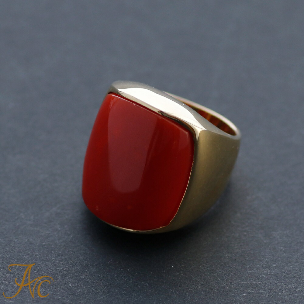 楽天市場】≪1年保証付き≫ 豪華！日本産血赤珊瑚K18メンズリング