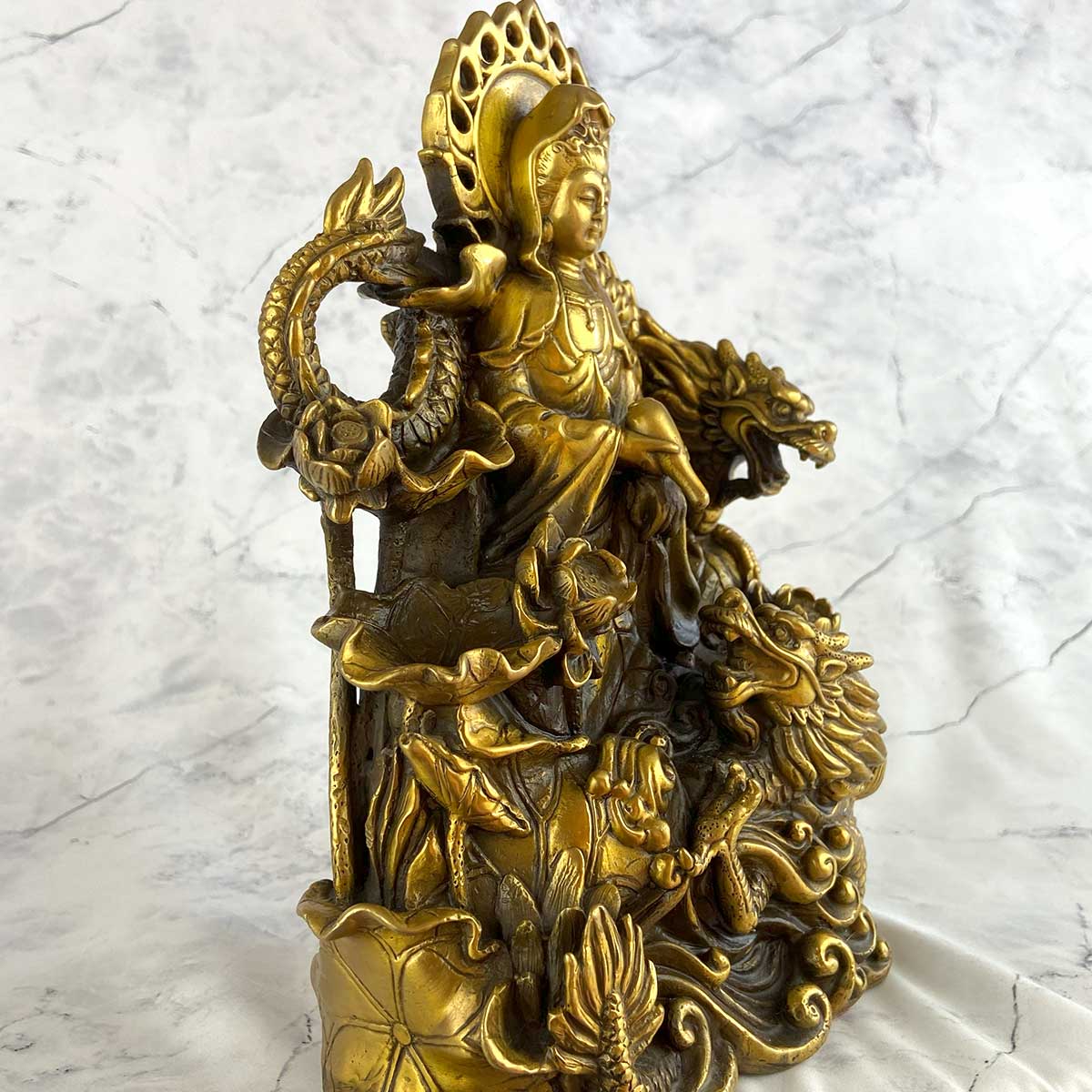 楽天市場】双龍 龍頭観音 騎龍観音 高さ23cm × 幅16cm × 奥行9cm 4本爪