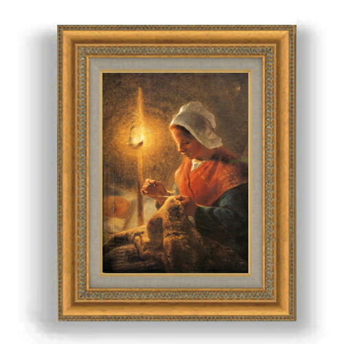 楽天市場】【油絵 直筆仕上げ】ミレー ランプのもとで縫い物をする女性