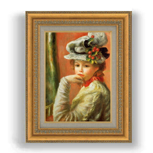 楽天市場】【油絵 直筆仕上げ】ルノワール 白い帽子の少女 F4 【額入り