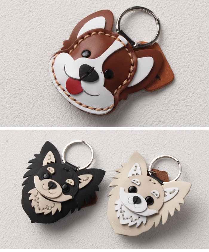 楽天市場】本革 キーホルダー 犬 28種 キーリング 革 牛革 レザー イヌ