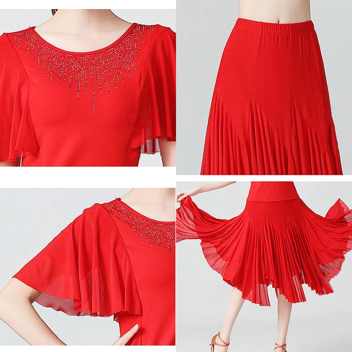 楽天市場】社交ダンス衣装 上下セット 半袖トップス 4色 ダンス