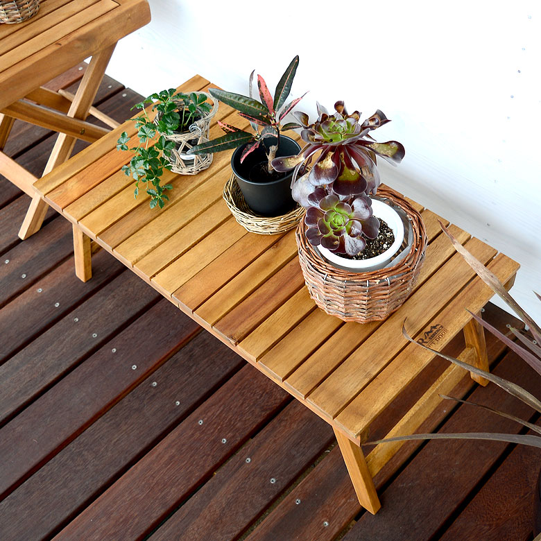 楽天市場】天然木のフォールディングテーブル ガーデンテーブル