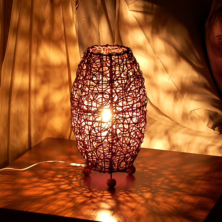 楽天市場】アジアン照明 ラタン編みコクーン アジアン ランプ S
