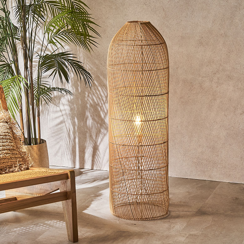 楽天市場】フロアライト スタンドライト シェード ラタン ランプ