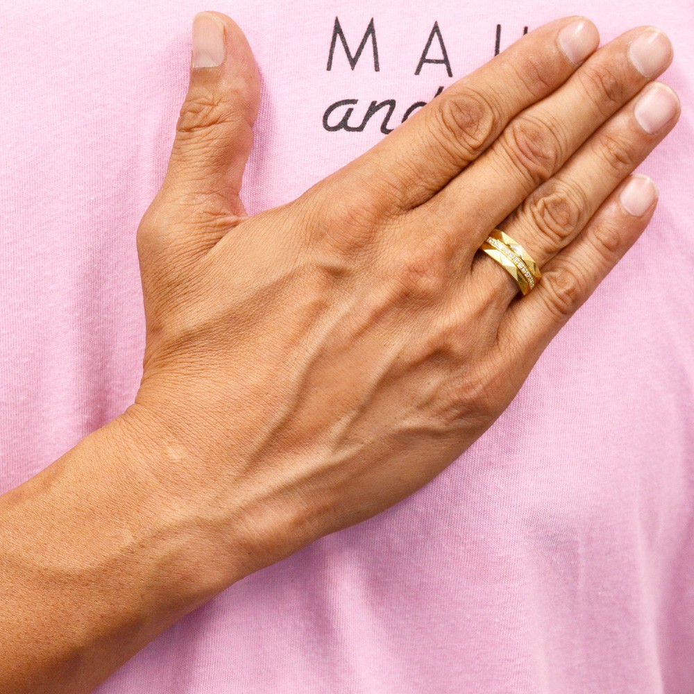 楽天市場】指輪 メンズリング 18金 K18 18K ダイヤモンド イエロー