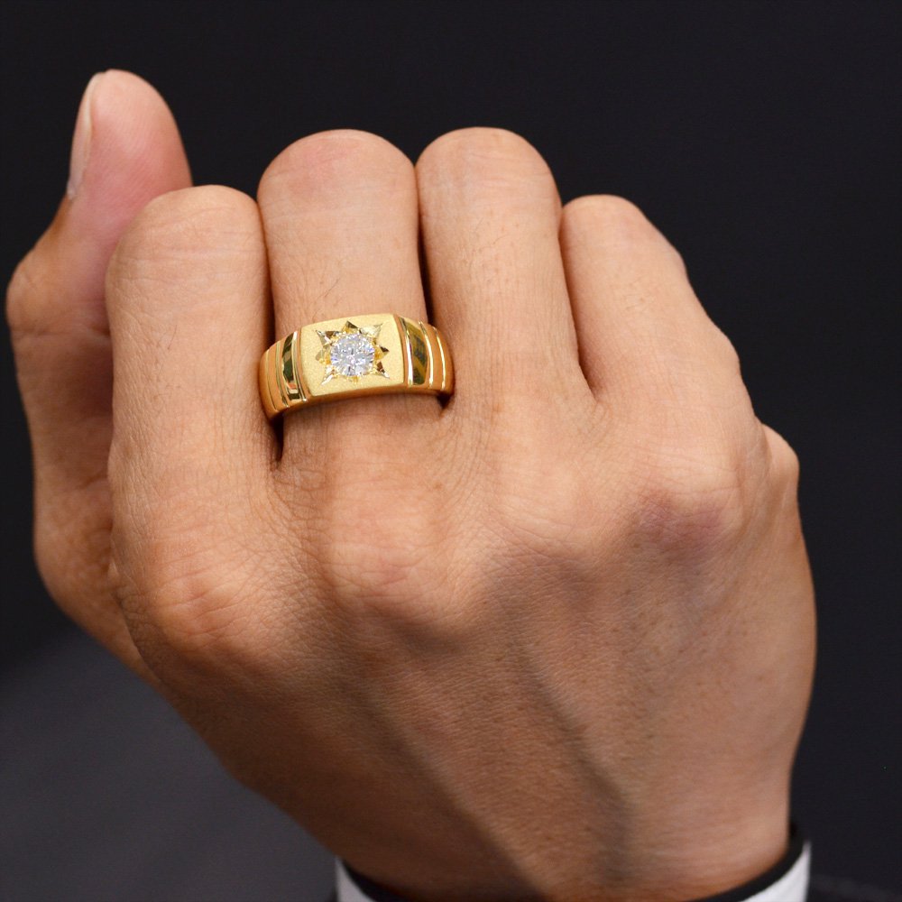 楽天市場】指輪 メンズリング 18金 K18 印台 ゴールド ダイヤモンド