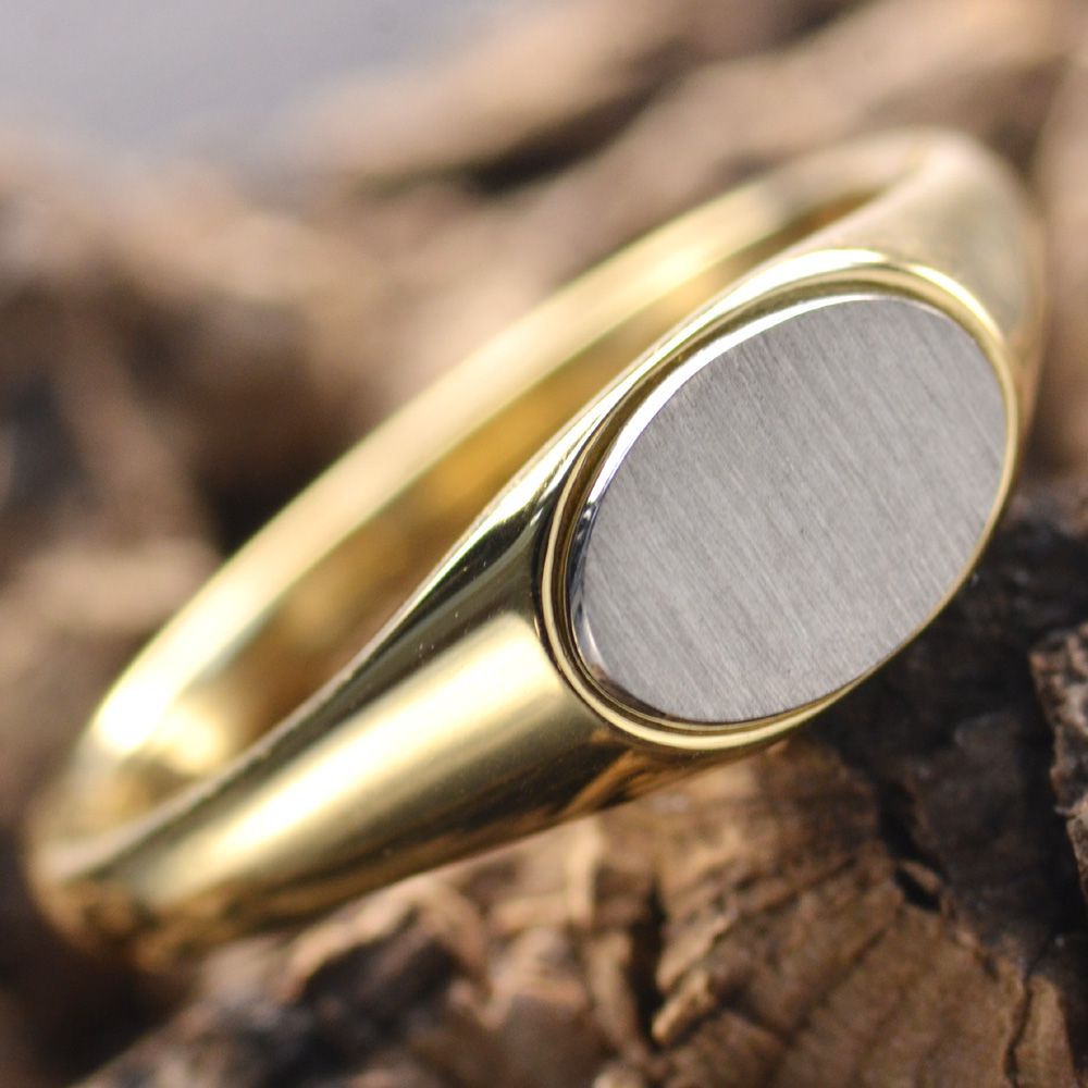 楽天市場】18金 印台 リング K18 18K Pt900 コンビ メンズリング 指輪