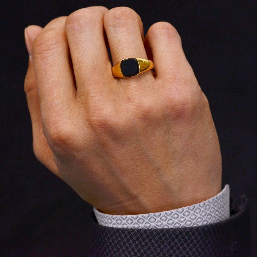 楽天市場】指輪 メンズリング 18金 K18 18K 印台 リング オニキス