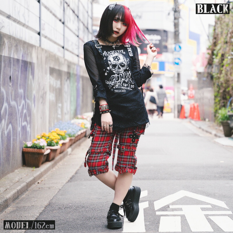 楽天市場】ガーゼロングTシャツ パンク ロック ファッション V系