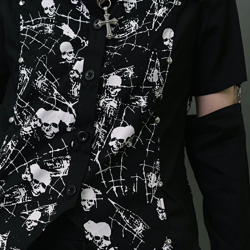 楽天市場】スカルシャツ 長袖 パンク ロック ファッション V系
