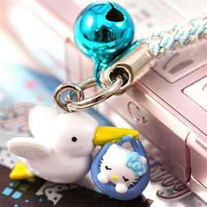 楽天市場】ハローキティ こうのとりキティ 根付けストラップ ピンク