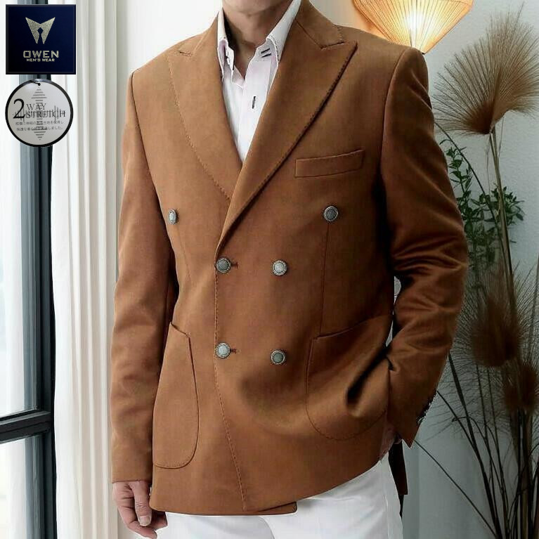 楽天市場】テーラードジャケット ダブル ブレザー 6つボタン 茶