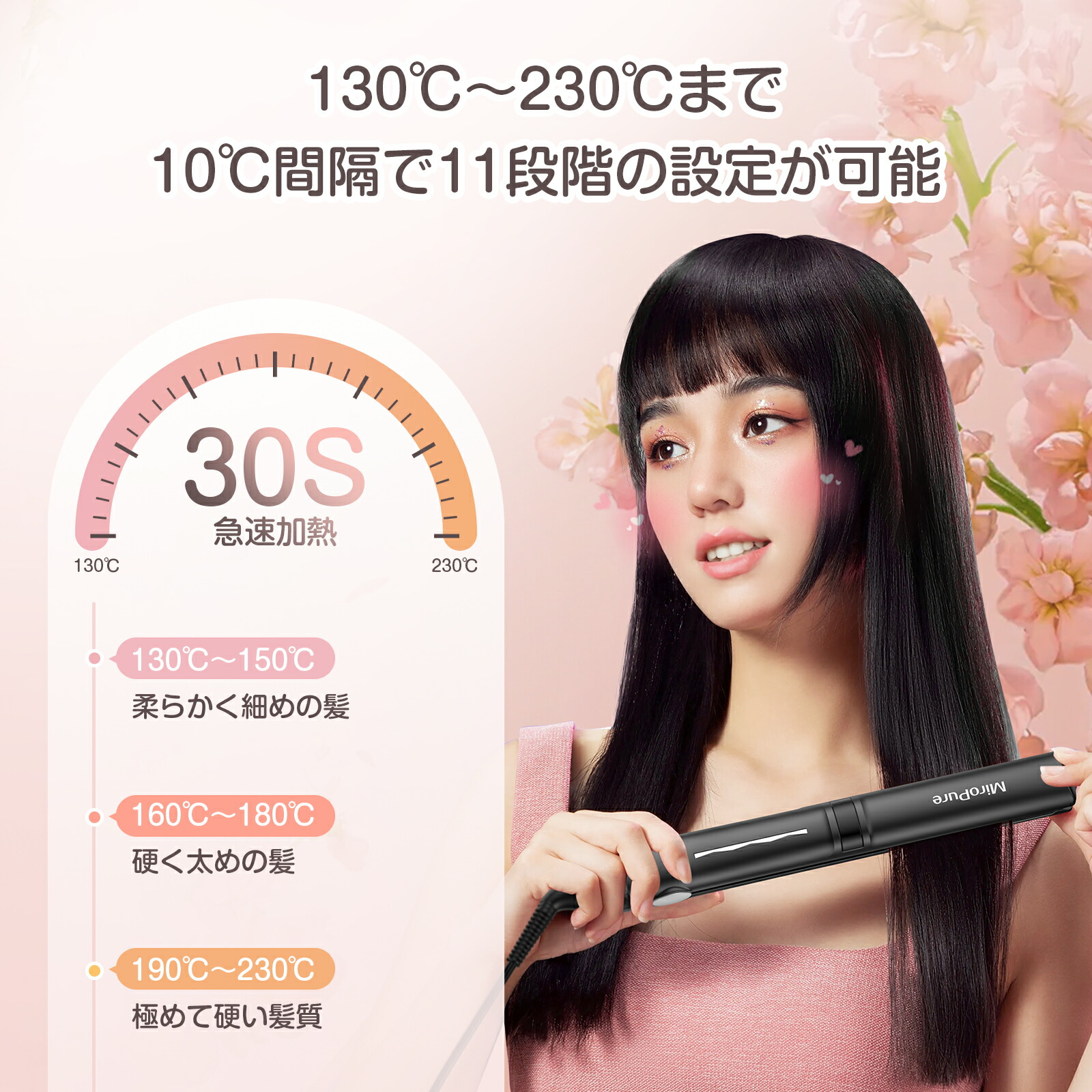 楽天市場】Miropure ヘアアイロン ストレートアイロン 25mmプレート
