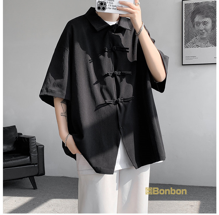 楽天市場】チャイナシャツ ビッグシルエット 半袖シャツ メンズ シャツ