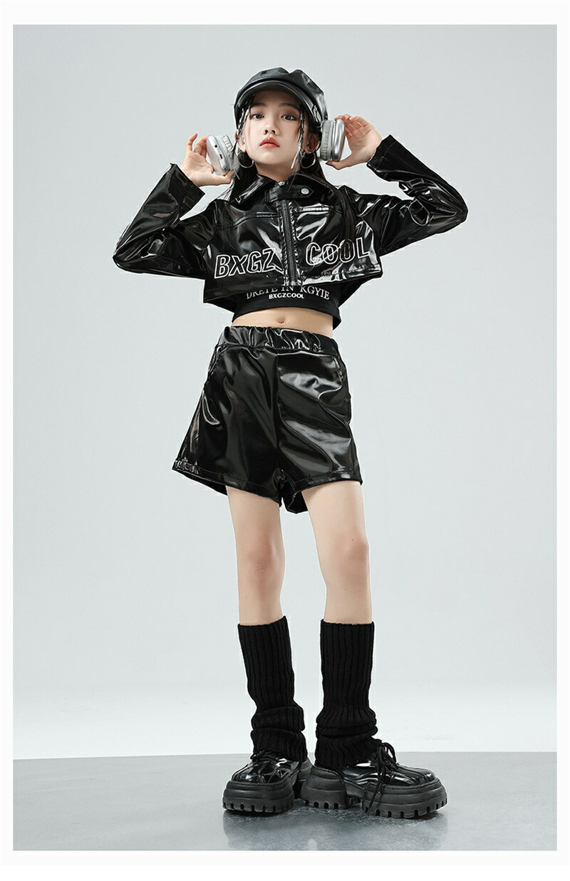 楽天市場】ダンス衣装 キッズ HIPHOP Y2K 黒 レザー ジャケット