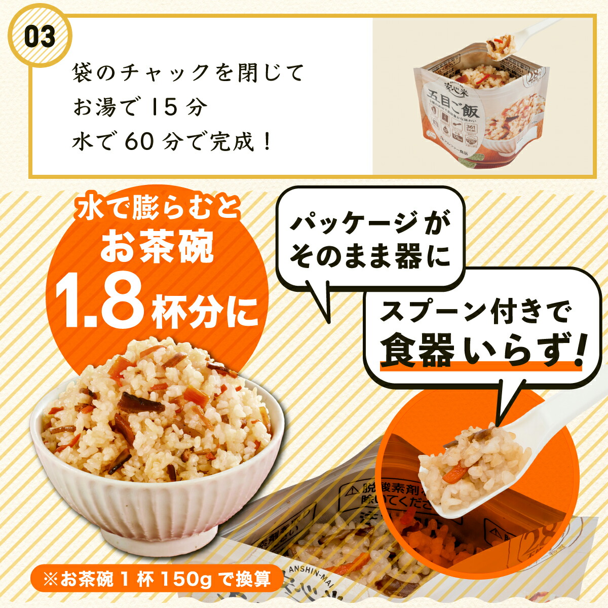 楽天市場】安心米 非常食セット アルファ米 5年保存 7日分 一週間 3日