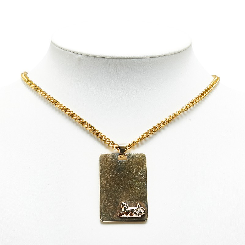 楽天市場】中古 セリーヌ ネックレス ゴールドメッキ プレート 馬車柄