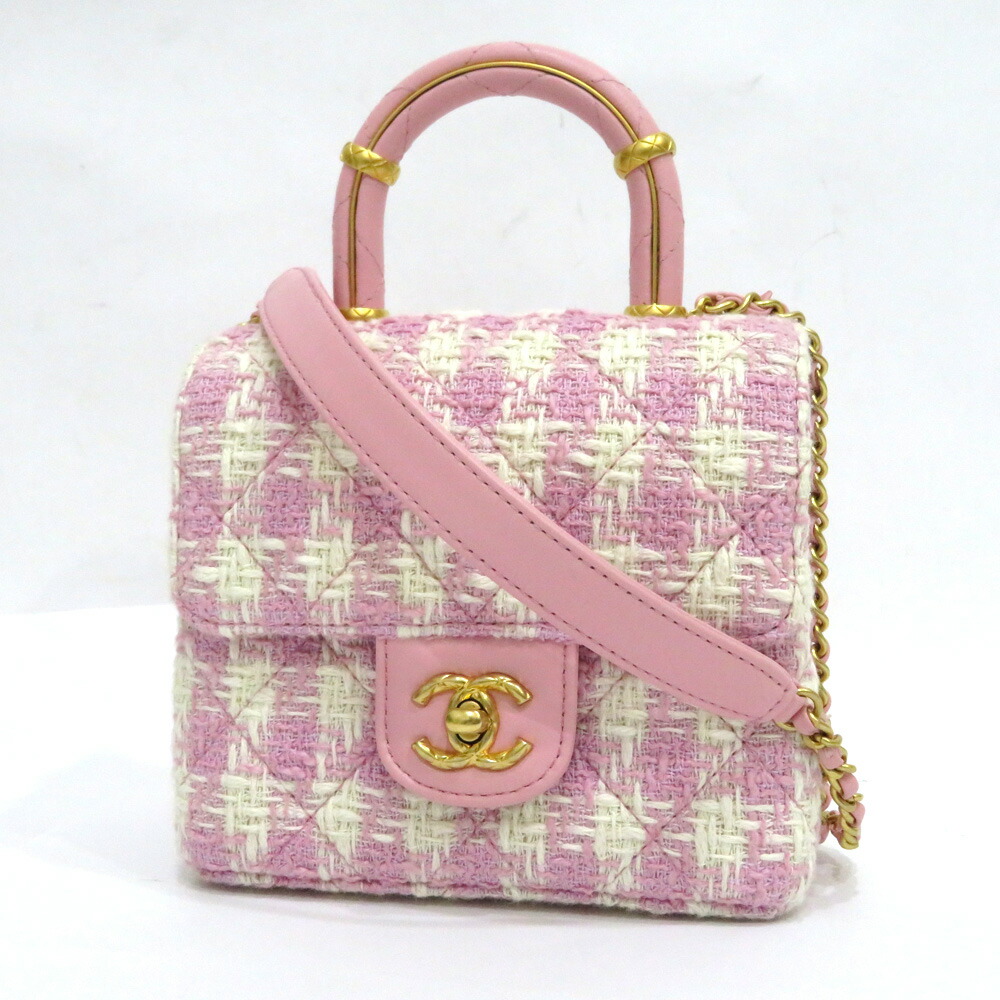 楽天市場】新品 未使用 シャネル トップハンドル ツイード ミニバッグ