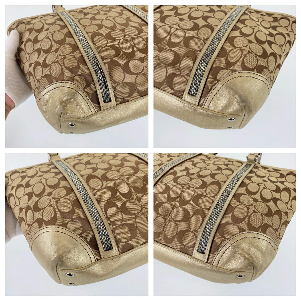 楽天市場】COACH コーチ シグネチャー ブラウン レザー /キャンバス