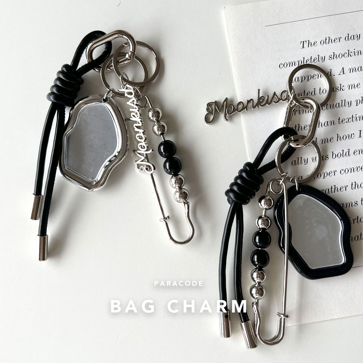 楽天市場】ミラーチャーム シルバー ブラック Y3K バッグチャーム