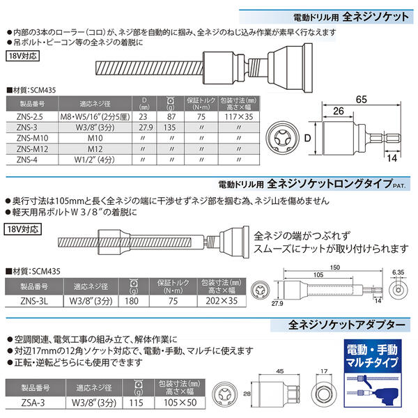 楽天市場】トップ工業 全ネジソケット 18V インパクトドライバー対応