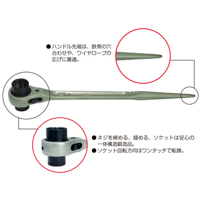 楽天市場】MCC 両口ラチェットレンチ 32x36 シノ付き 爪切替え式 通常