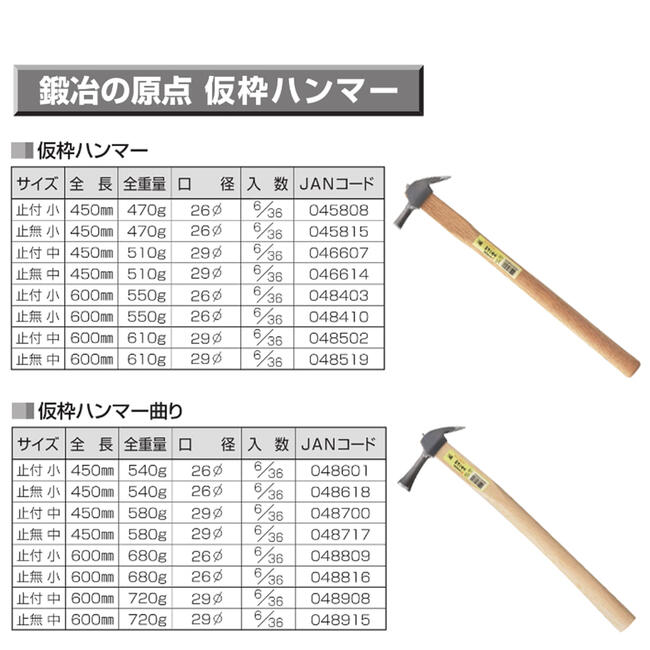楽天市場】須佐製作所 鍛冶の原点 仮枠ハンマー 600mm 中 止付 止無