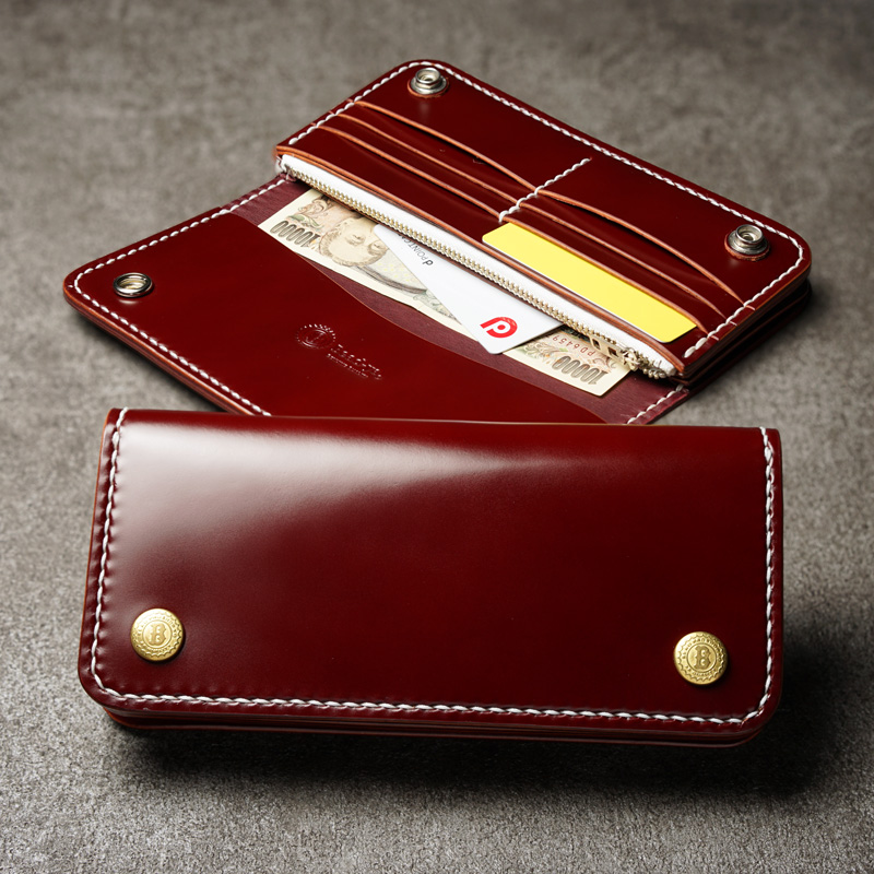 楽天市場】ロングトラッカーズウォレット コードバン バーガンディ【長