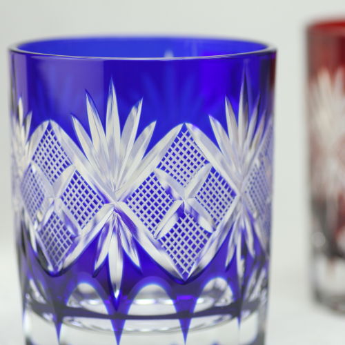 楽天市場】江戸切子 ペアセット ロックグラス 魚子 青&赤 田島硝子