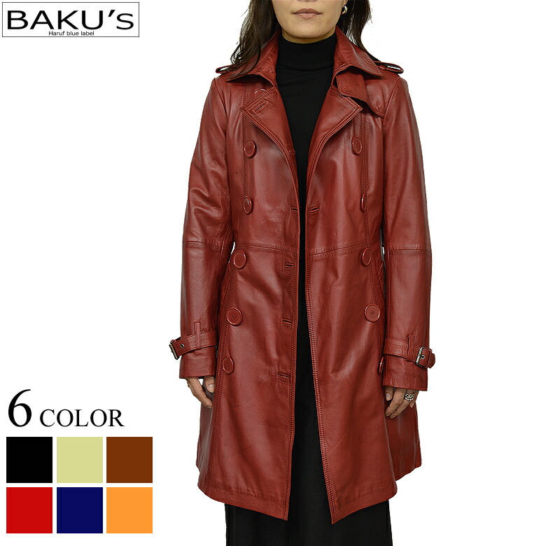 楽天市場】本革 レザートレンチコート レザーコート レディース