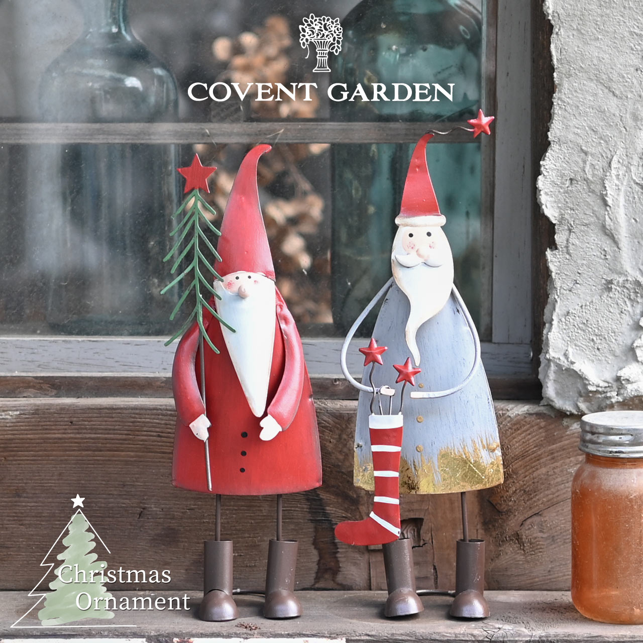 楽天市場】クリスマス オーナメント レッドブリキサンタ 2種