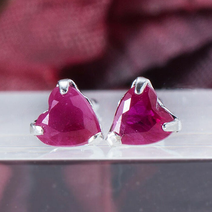 楽天市場】ルビー ピアス 18K ホワイトゴールド 天然石 ハート